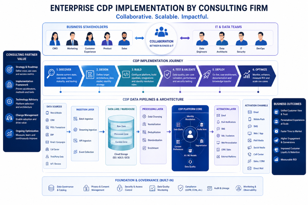 CDP build and operate model combining data platform and marketing campaign execution